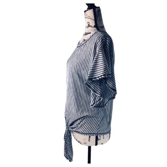 Max Studio Tie Front Flutter Sleeve Top M - Picture 2 of 12